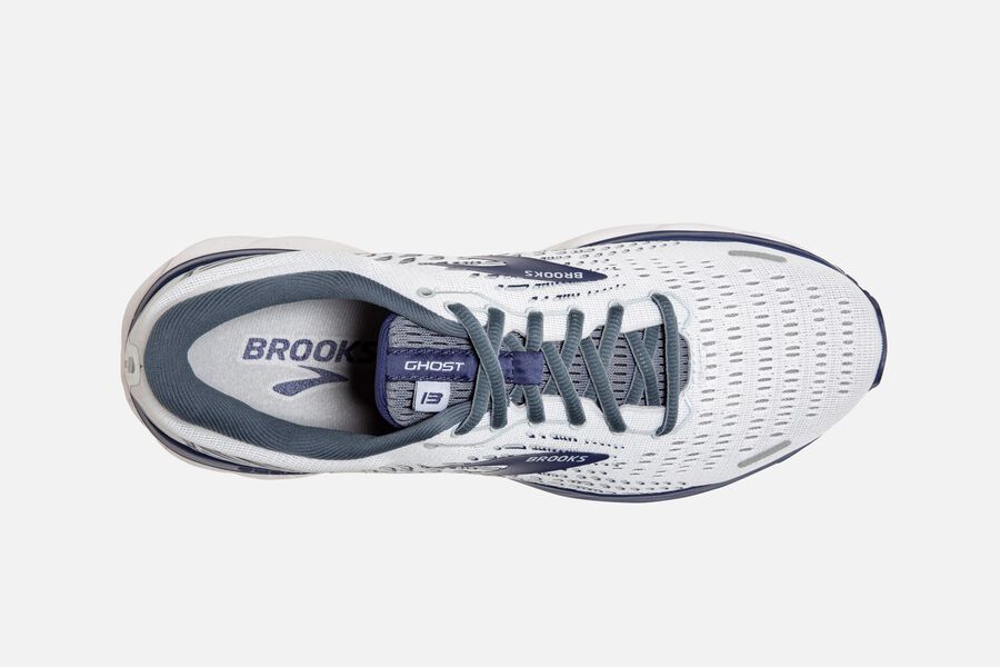 Brooks Ghost 13 Road Running Shoes Mens - White/Blue - NDAKZ-0418